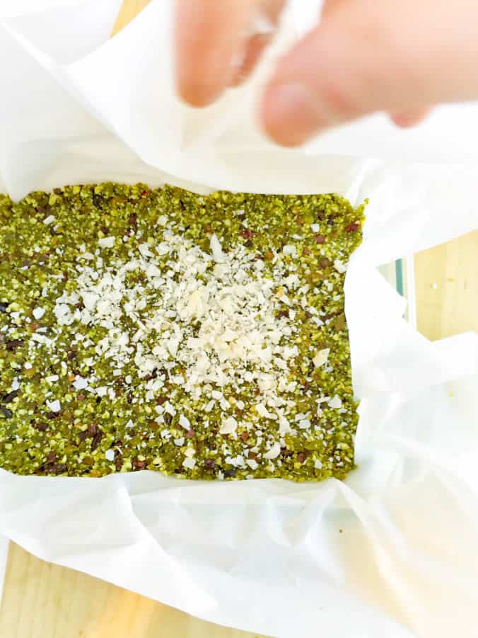 These vegan Coconut Matcha Energy Bars are a great healthy snack for days when you need long-lasting energy. Created by The Grateful Grazer.