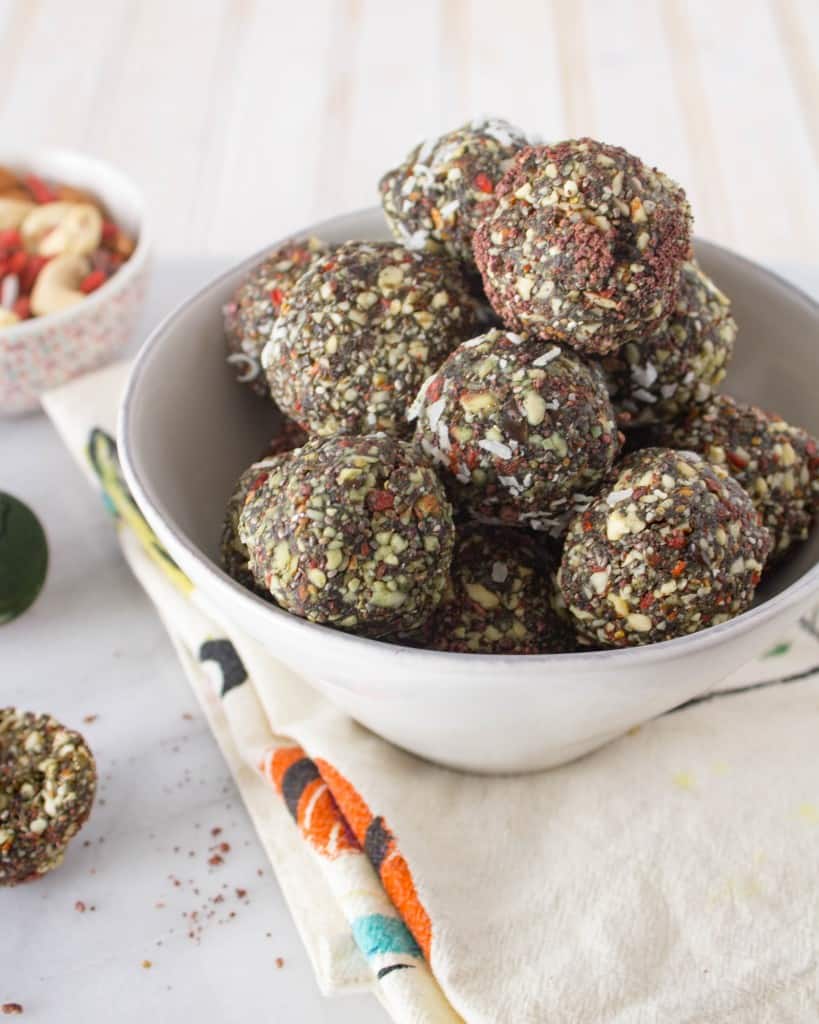 Vegan and paleo Spirulina Superfood Bites from The Grateful Grazer.