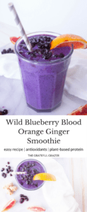 Wild Blueberry Blood Orange Ginger Smoothies! Such a refreshing and delicious recipe with silken tofu for creamy texture and plant-based protein. Vegan.