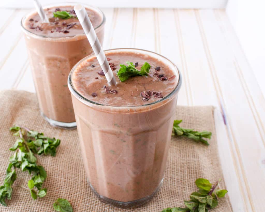 Celebrate St. Patrick's Day with this Fresh Mint Chocolate Shake. It's sweetened only with bananas and uses fresh mint instead of extracts or syrups. Vegan , gluten-free , and paleo recipe from The Grateful Grazzer.