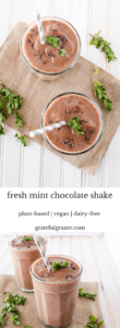 This 4 ingredient healthy mint chocolate shake is sweetened only with banana and features fresh mint instead of extracts or syrups.