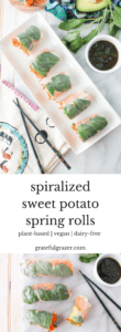Spiralized Sweet Potato Spring Rolls with Sesame Soy Sauce