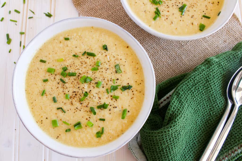 High Protein Potato Leek Soup vegan St Patrick's Day recipe from The Grateful Grazer.