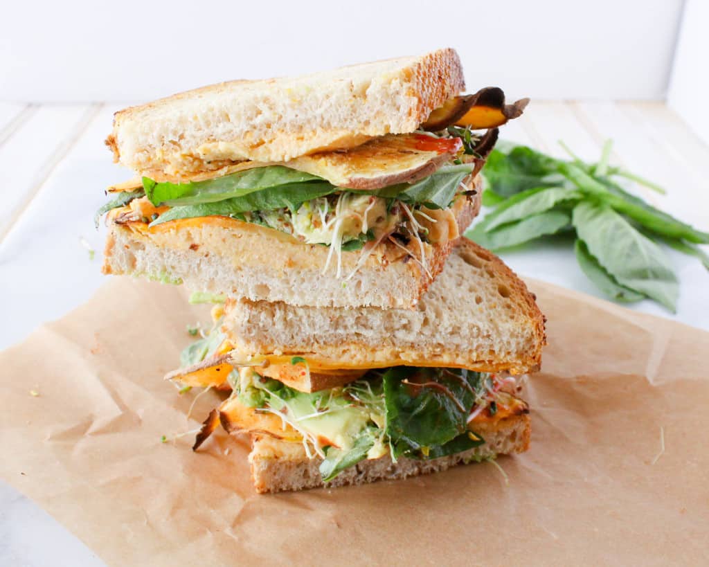 This sweet potato hummus sandwich is a convenient and transportable plant-based lunch that the entire family will love. Vegan, whole grain, and plant-based!
