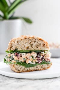 How to make vegan cranberry chickpea salad sandwiches.