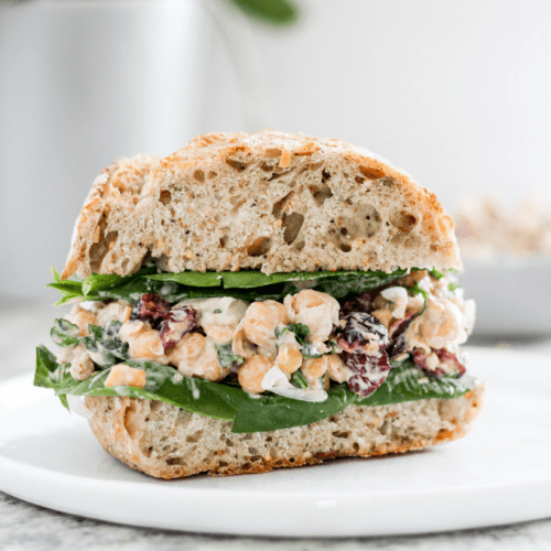 How to make vegan cranberry chickpea salad sandwiches.