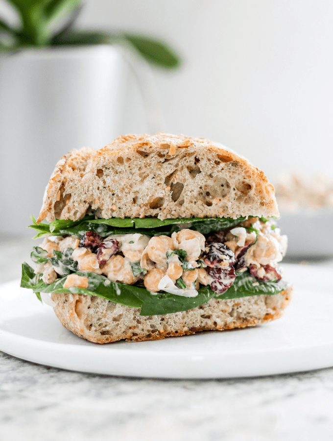 How to make vegan cranberry chickpea salad sandwiches.