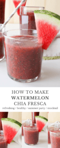 How to make watermelon chia fresca. This healthy drink recipe is so easy and delicious, too! Perfect beverage for a summer party!