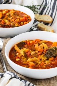 Comforting Butternut Squash Minestrone Soup is healthy, vegan, and easy to make. Recipe via www.gratefulgrazer.com