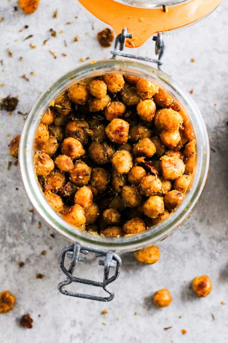 Cheesy Roasted Chickpeas Plant Based Vegan Snack Recipe