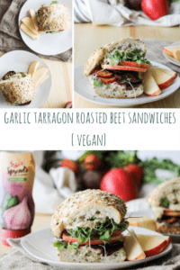 Garlic Tarragon Roasted Beet Sandwiches are a delicious healthy vegan lunch option. Recipe via www.gratefulgrazer.com
