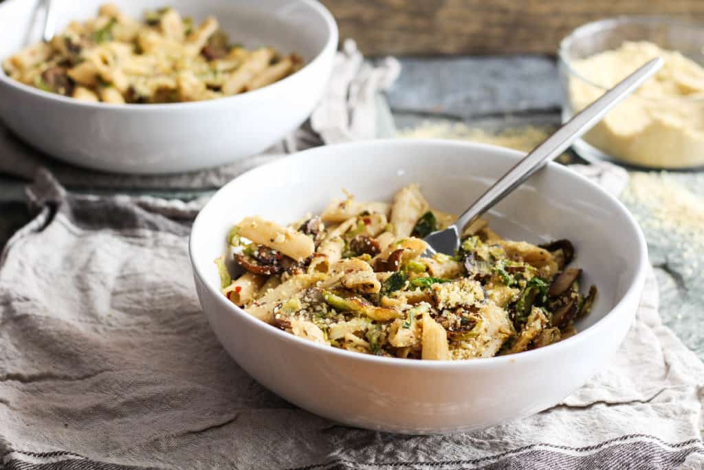 This healthy, delicious, easy brussels sprouts pasta recipe from Alex Caspero's Fresh Italian Cooking proves you can stay slim while eating pasta. Vegan!