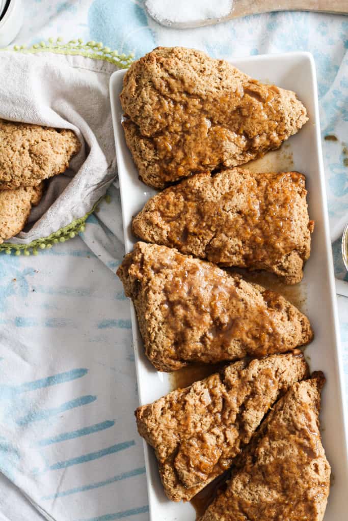 Whole Wheat Orange Cardamom Scones! These healthy whole wheat scones are a delicious and nourishing way to start the day. Plant-based recipe, vegan option.