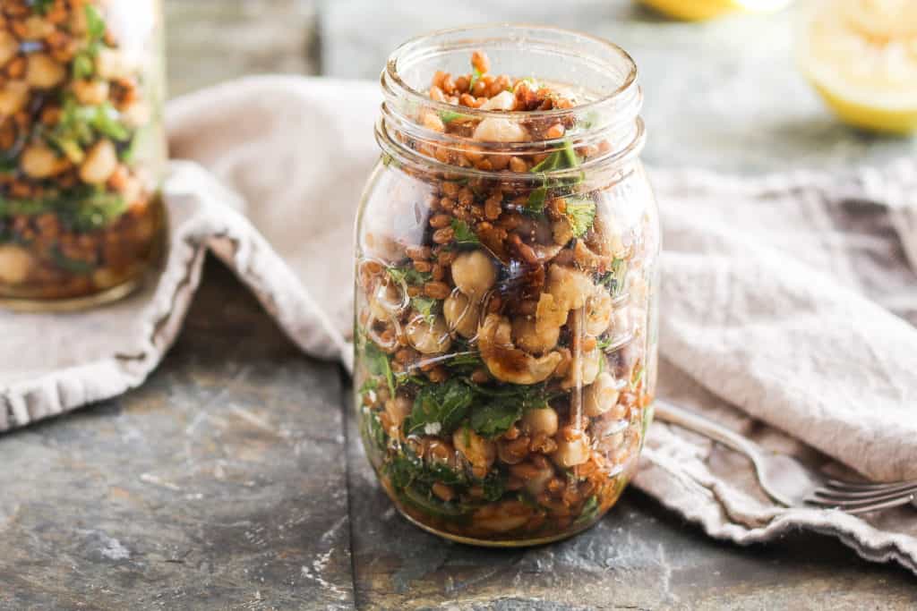 This Moroccan-inspired chickpea grain salad is flavorful, nutritious, and hearty enough to stand the test of travel. Break out of your weekday lunch rut!