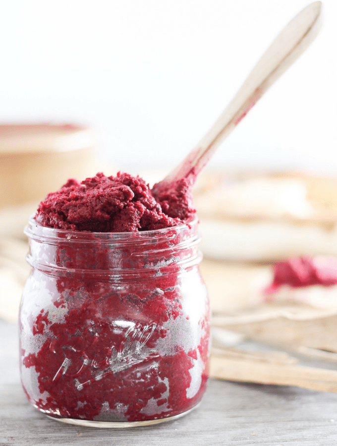 Roasted Beet Bean Dip made with fiber-rich black beans (#client) and jalapeño pepper. You'll love this colorful, healthy, and veggie-packed snack!