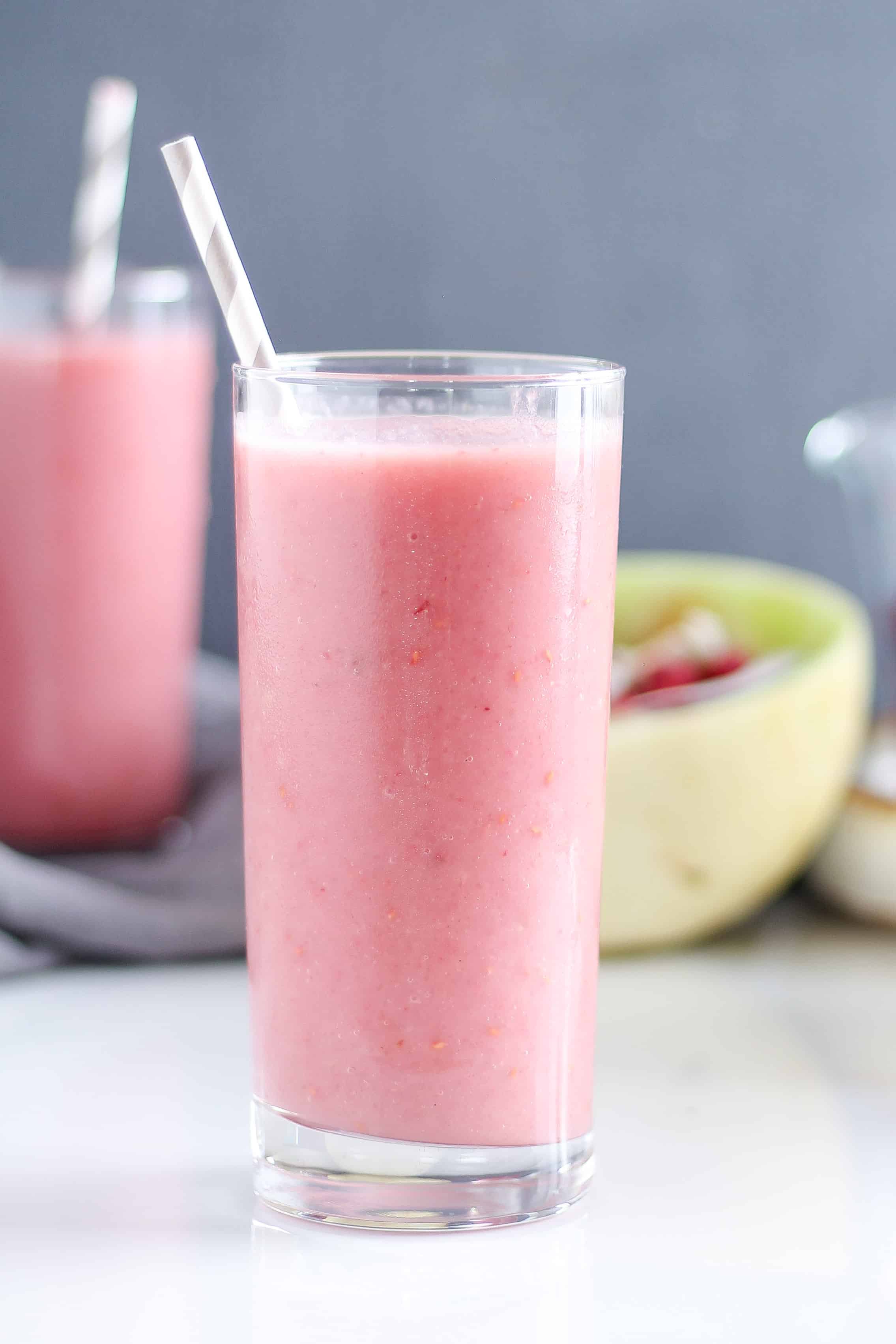 Raspberry Melon Raspberry Coconut Melon Smoothie (#ad GoodBelly)-7 - Grateful Grazer