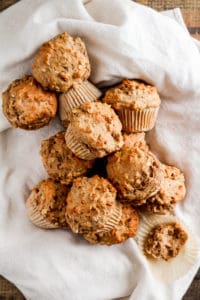 These Banana Pecan Oat Muffins are easy to make, perfect for meal prep, and packed with fiber from whole grains and fruit.