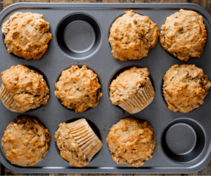 Looking for a healthy, on-the-go breakfast recipe? These whole-grain Banana Pecan Oat Muffins are easy to make — and they taste amazing, too!
