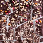 Dark chocolate bark is a foolproof (and totally customizable) healthy dessert for Valentine’s Day—and beyond. Top with trail mix and coconut + sea salt.