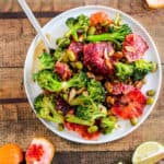 Vegetable stir-fry is quick, easy, and oh so delicious with blood oranges! This vegetarian dinner is perfect for winter.