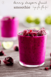 This vibrant, antioxidant-rich dragonfruit smoothie is deliciously refreshing for spring! Print Berry Dragon Fruit Smoothie Prep Time 5 mins This vibrant, antioxidant-rich dragon fruit smoothie is deliciously refreshing for spring!