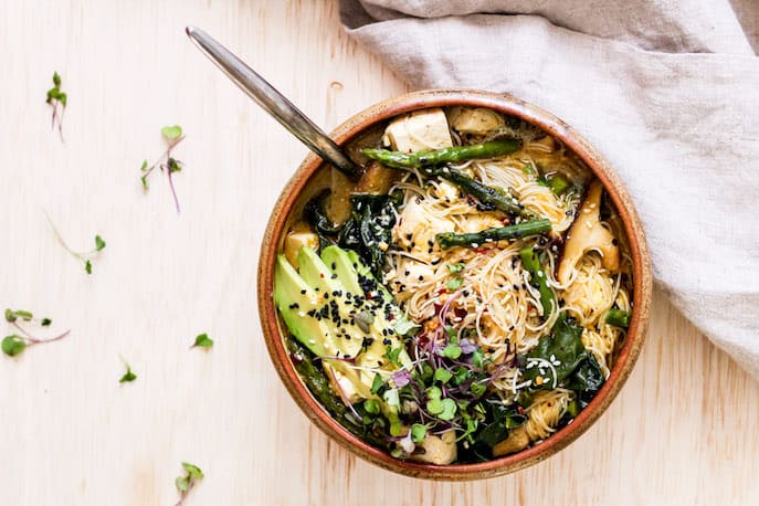 Cozy and comforting, this vegetable-packed ramen bowl is perfect for lunch or dinner during the week. Naturally vegan recipe!