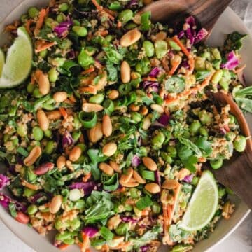 Crunchy edamame salad with peanuts.