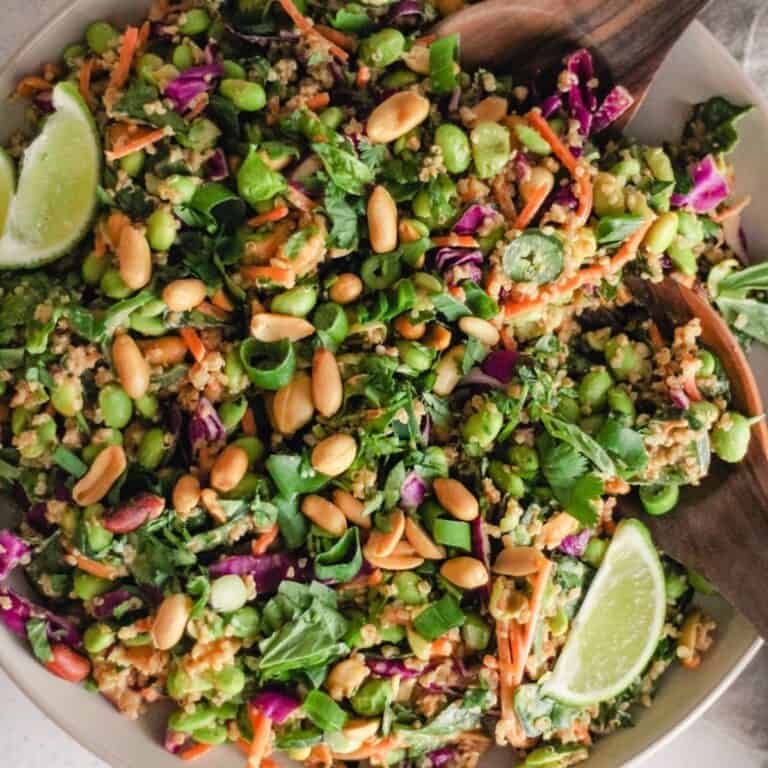 Crunchy edamame salad with peanuts.