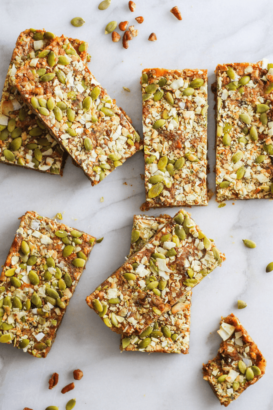 Sweet Potatoes Energy Bars on white marble background are an example of easy college meals and snacks