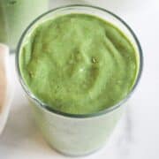 Matcha smoothie with mango and spinach.