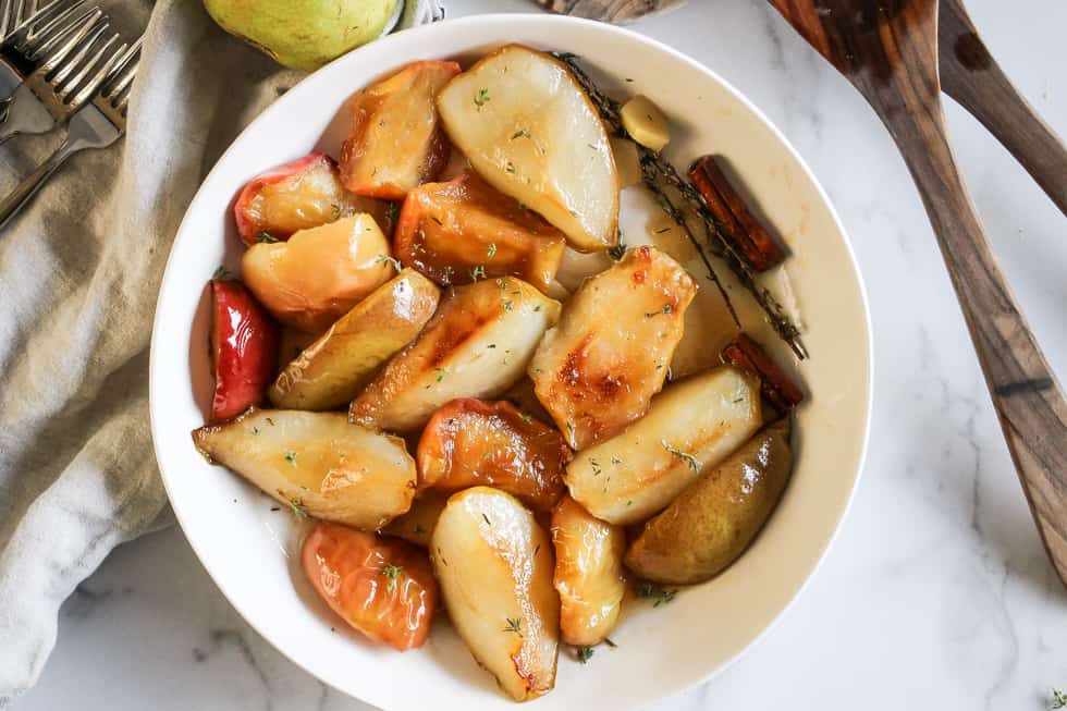 Baked Apples and Pears with Maple and Thyme
