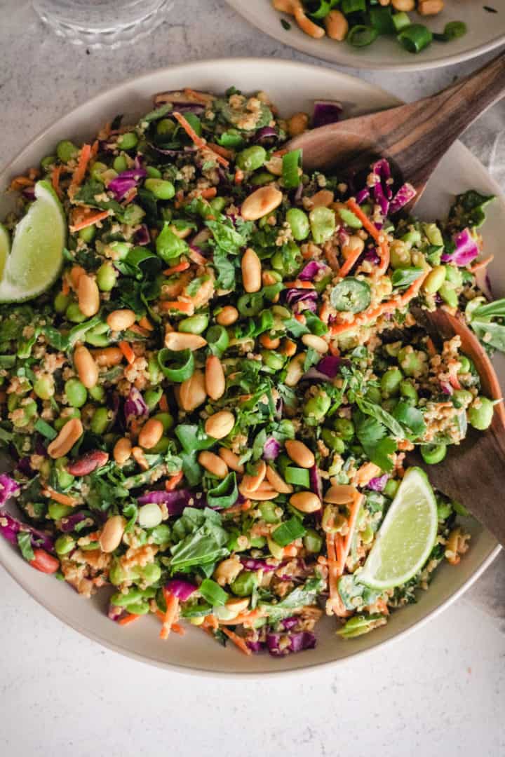 Easy Crunchy Edamame Salad with Quinoa and Thai Dressing