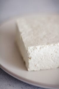 Closeup image of pressed tofu.