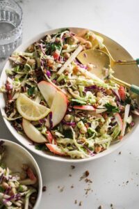 Apple slaw with lemon tahini dressing.