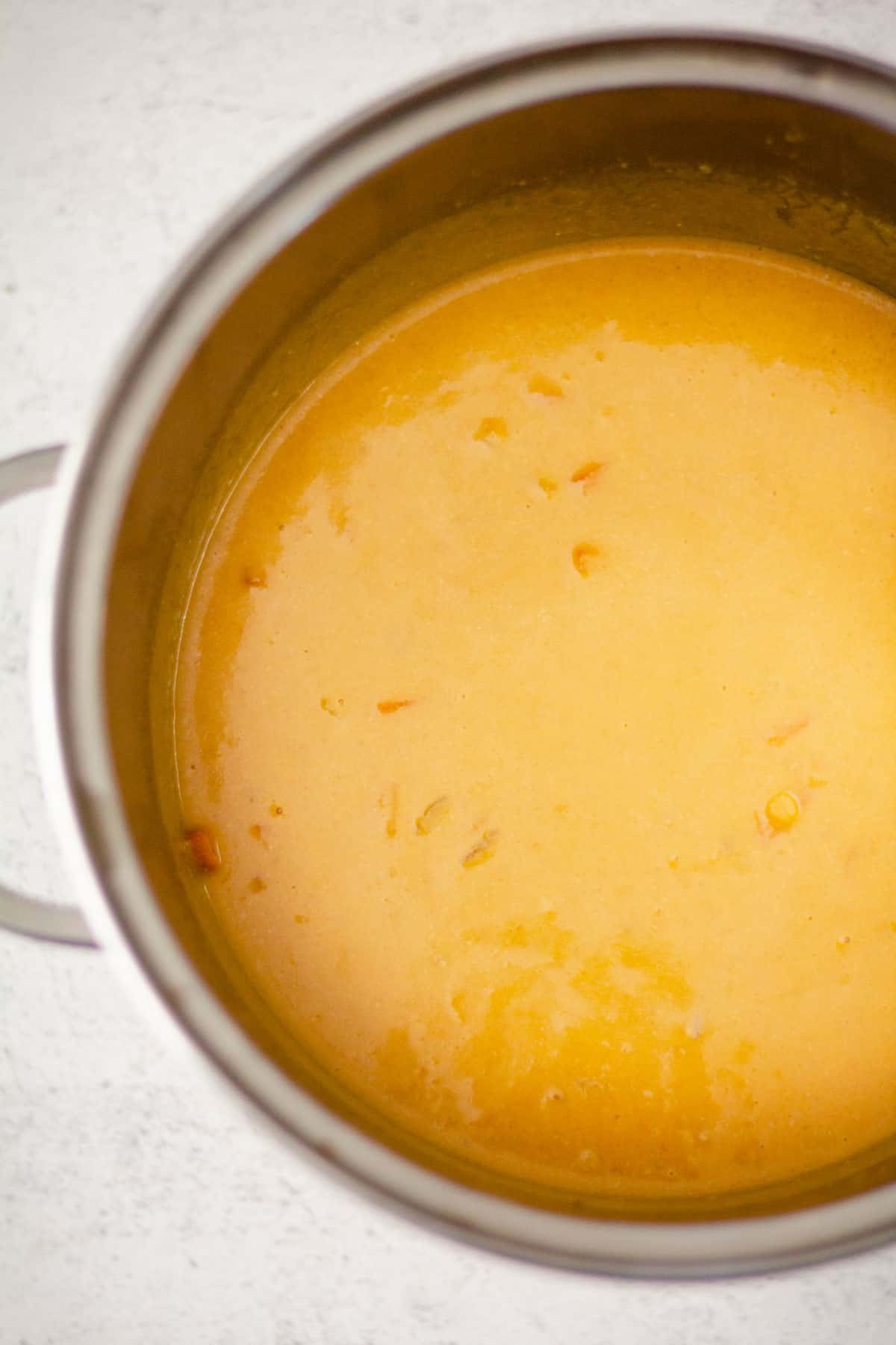 Creamy Carrot and Lentil Soup in a large pot.