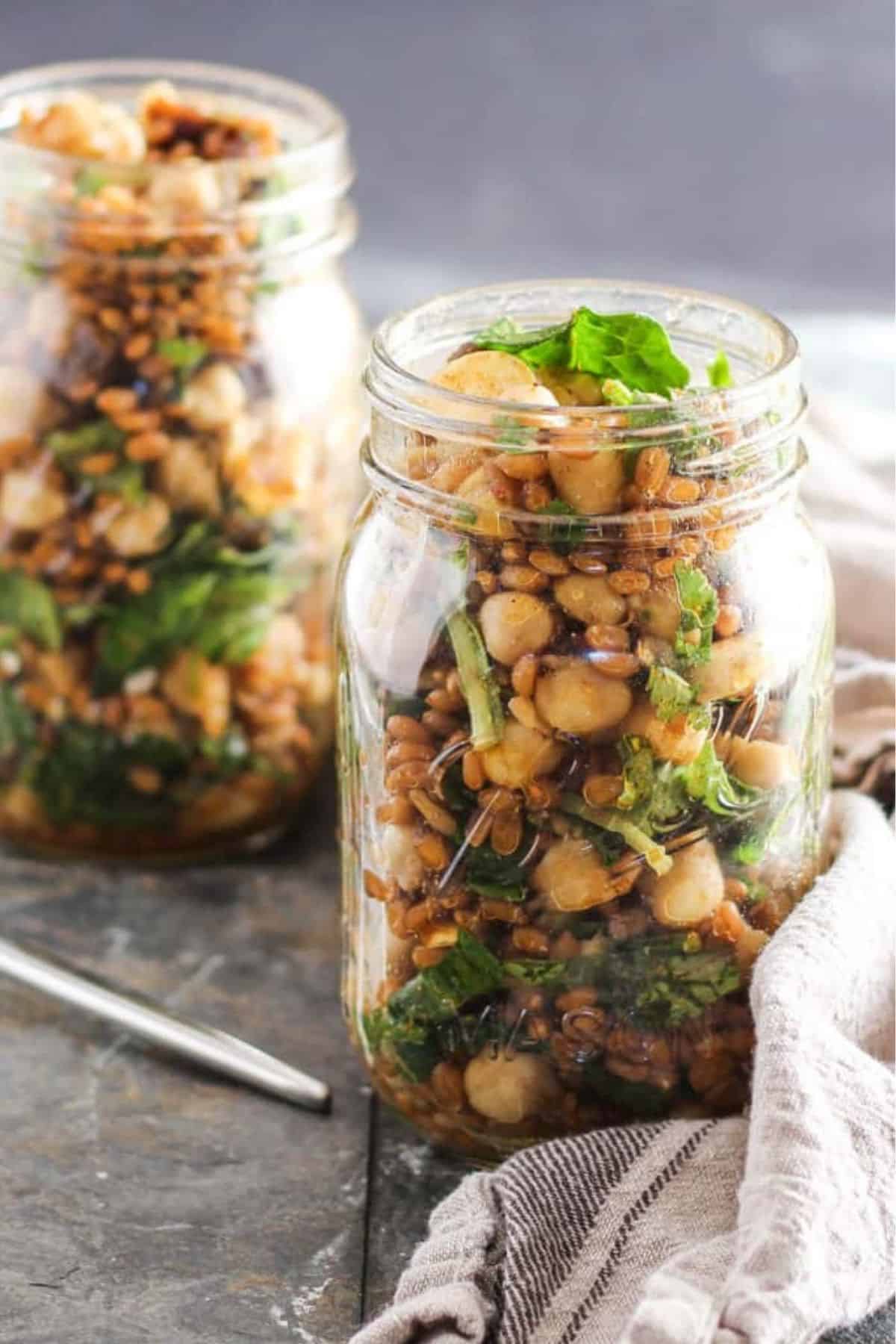 Chickpea Mason Jar Salad with Moroccan spices