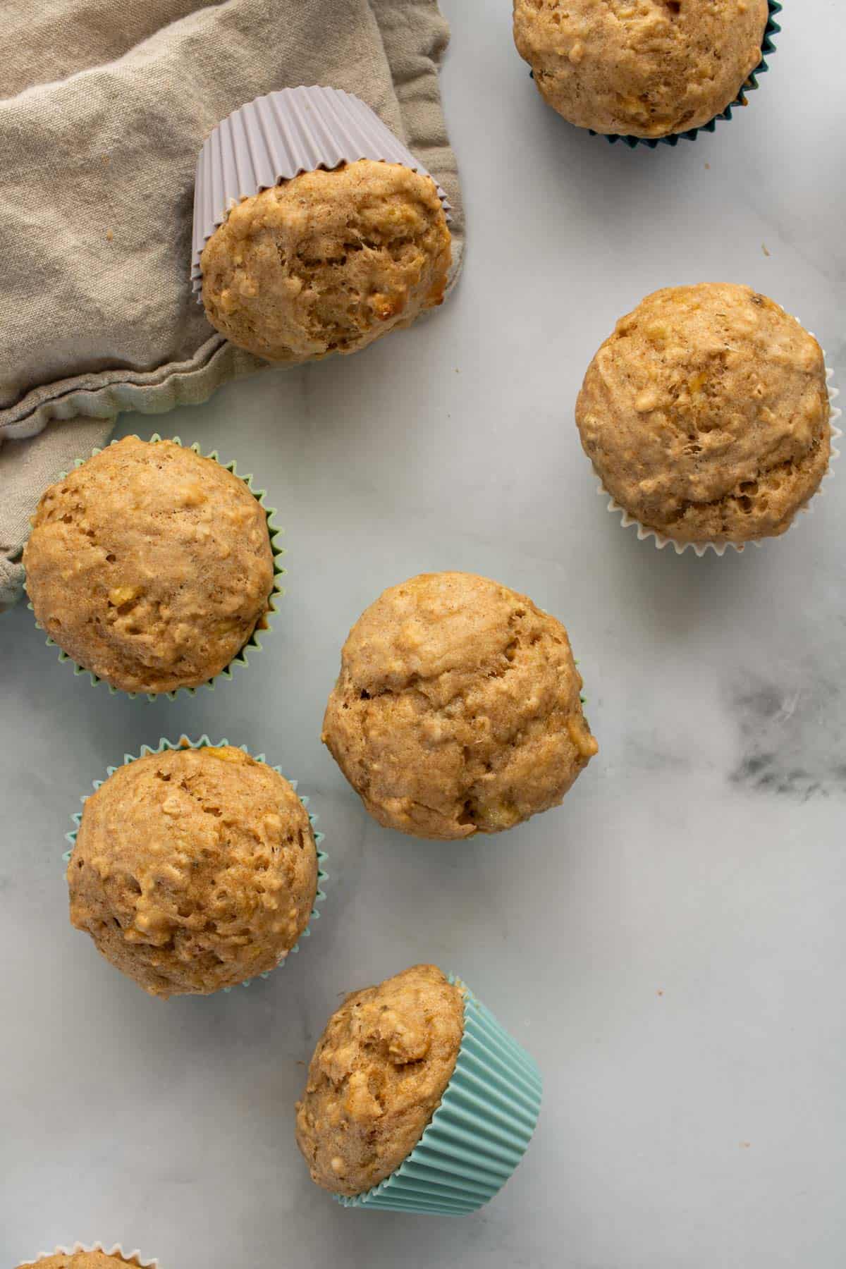 Banana oatmeal muffins in reusable baking cups