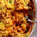 Shepherd'e pie with beans, tempeh, and mushrooms.
