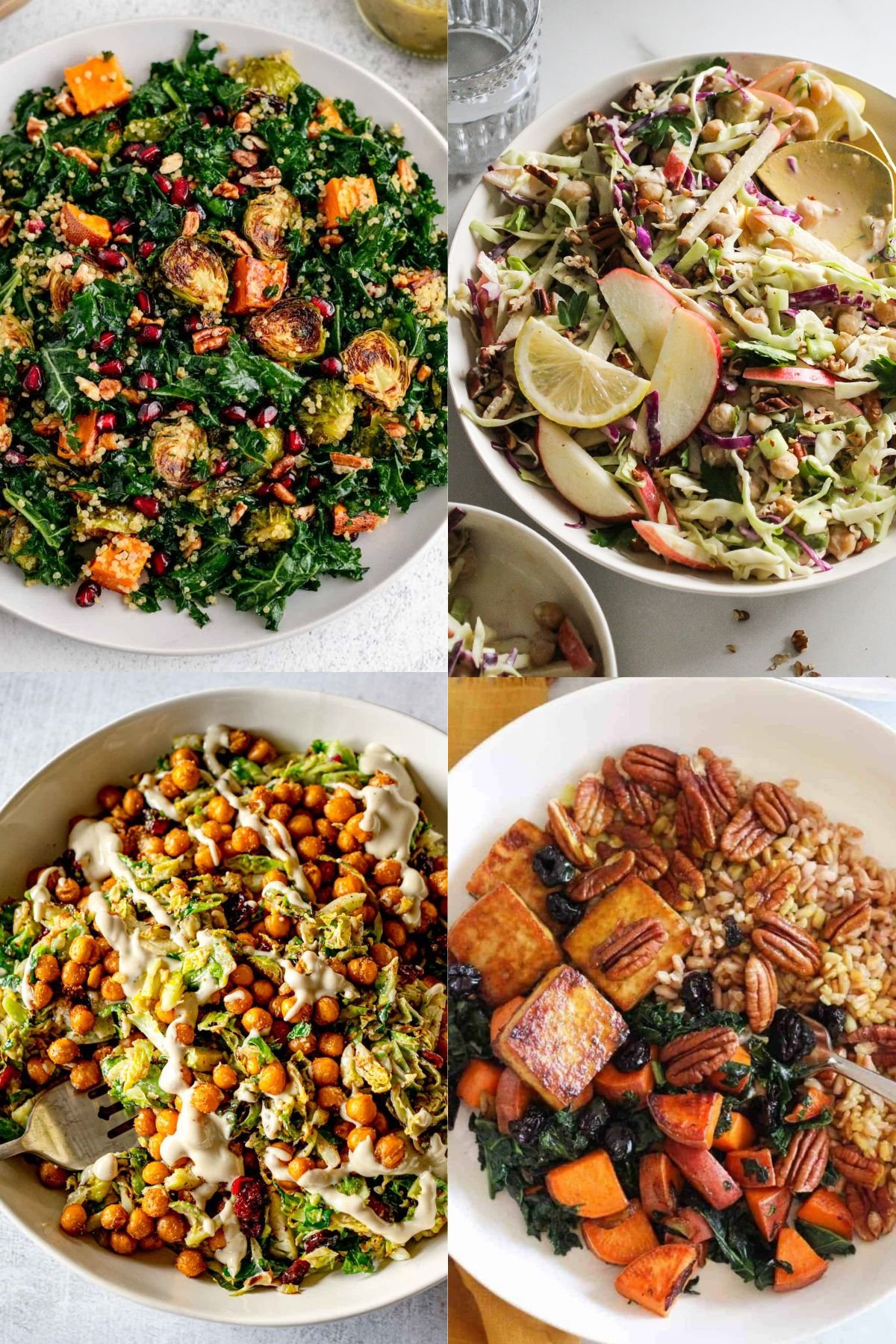 Collage of vegetarian fall salads.