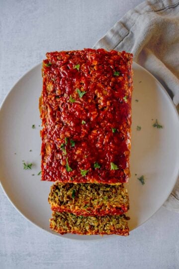 Vegetarian lentil loaf served for Thanksgiving.