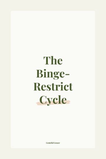 Text: "The Binge-restrict Cycle - Grateful Grazer."