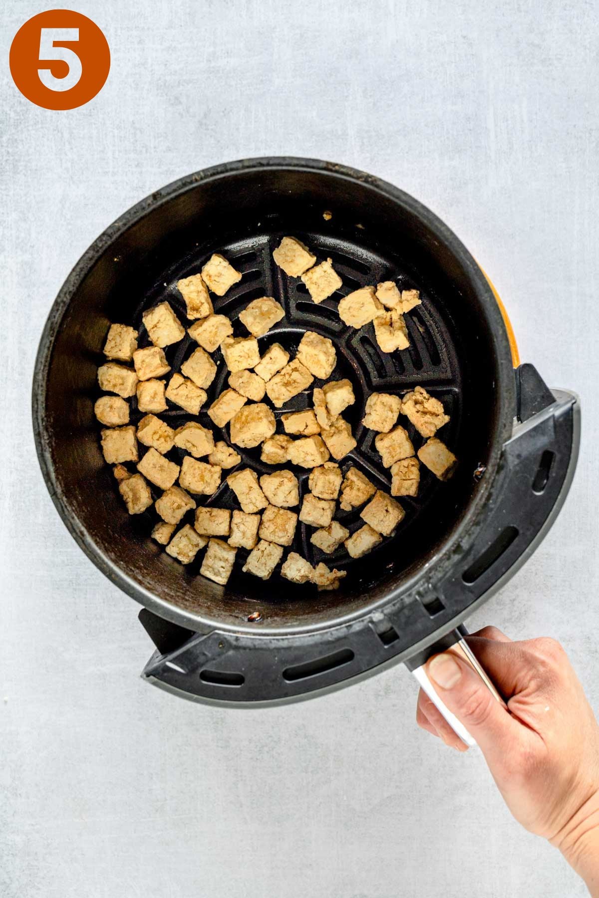 Air frying tofu, labeled 5.